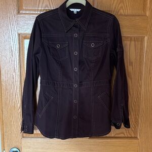 Women's Cabi Half time Brown Denim Snap Up Jacket